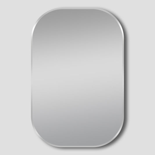 Brushed Nickel Rounded Rectangular Framed   Mirror - 450x750x50mm