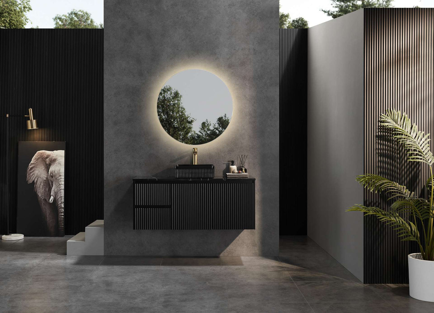 1200mm Brindabella Wall Hung Vanity PVC Left Side Drawers - Cabinet Only - Single Bowl - Matte Black
