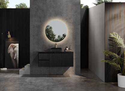 1200mm Brindabella Wall Hung Vanity PVC Left Side Drawers - Cabinet Only - Single Bowl - Matte Black