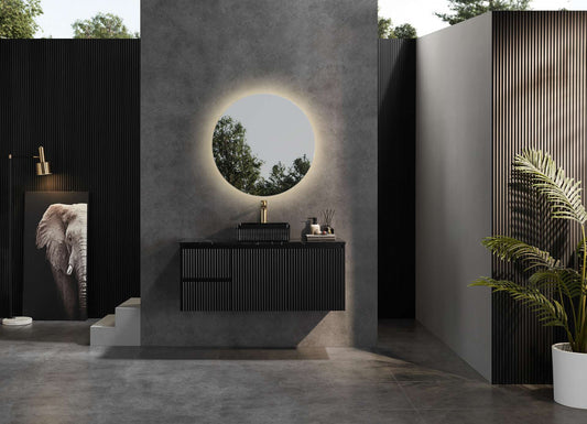 1200mm Brindabella Wall Hung Vanity PVC Left Side Drawers - Cabinet Only - Single Bowl - Matte Black