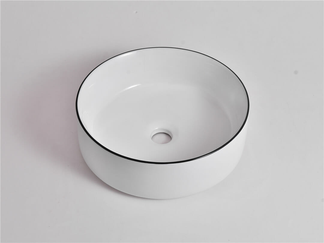 Aries - 36 in Gloss White with Black Rim Fine Ceramic - CLA-524B-CBLG  -  360x360x120mm