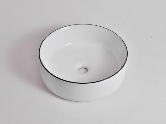 Aries - 36 in Gloss White with Black Rim Fine Ceramic - CLA-524B-CBLG  -  360x360x120mm