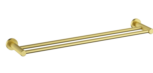 Linie Double Towel Rail 600 mm In Brushed Gold