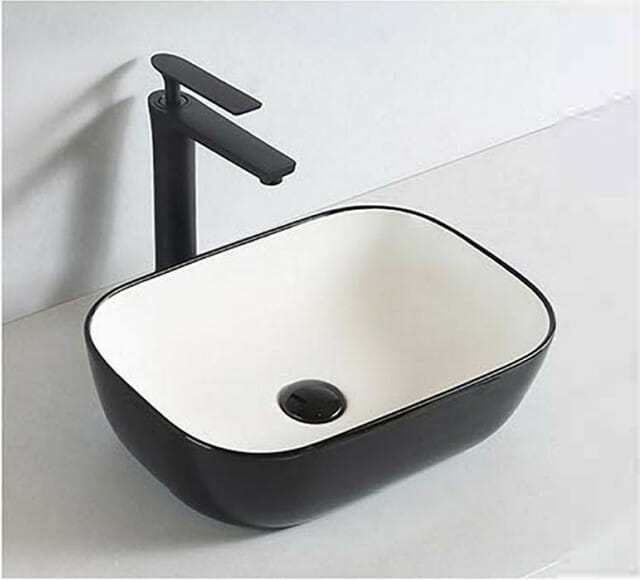 Gloss White & Matte Black Basin  -    505 x 385 x 135mm