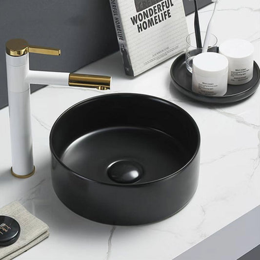 Above Counter Ceramic Basin - Matt Black   - Round - 301mm