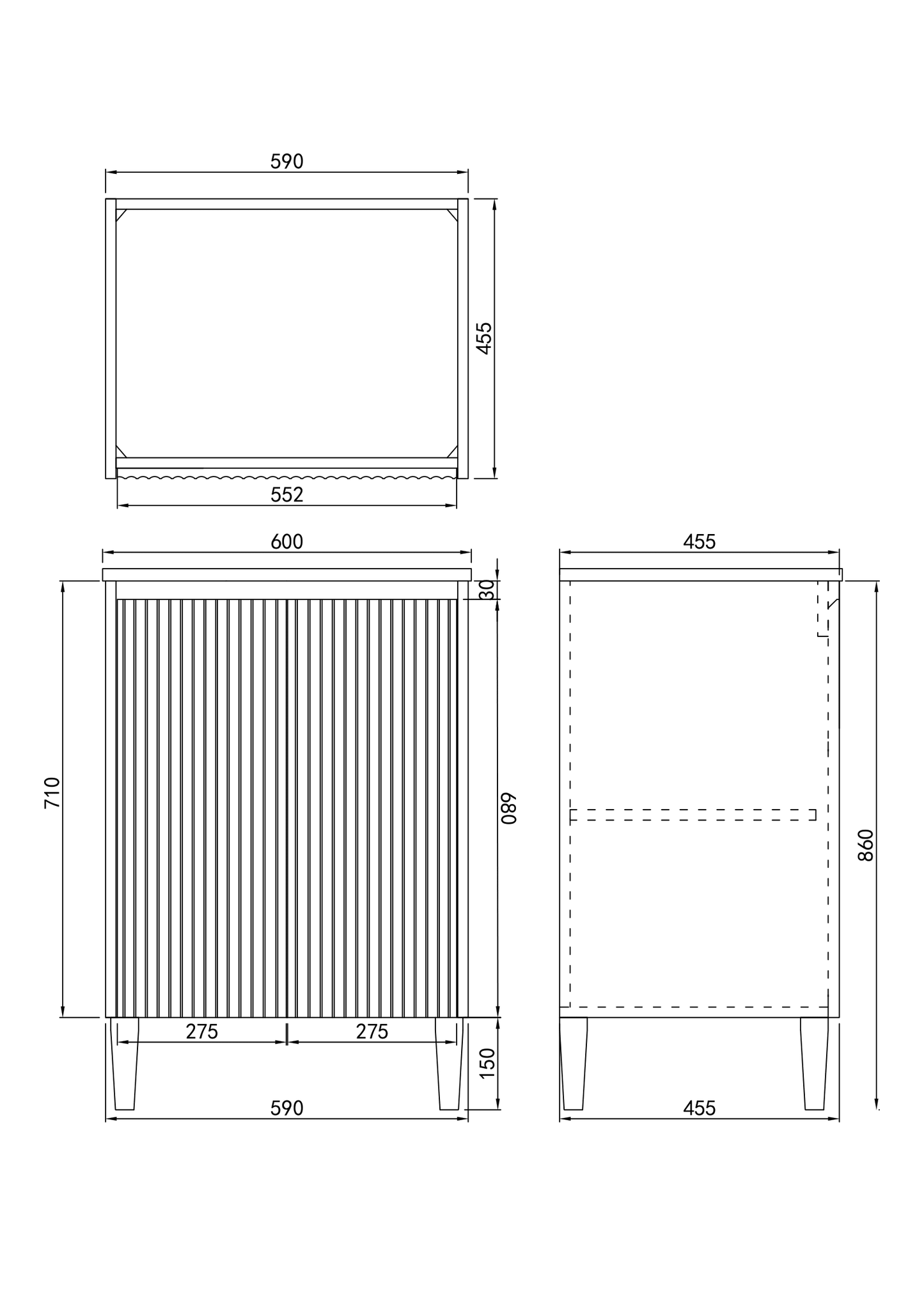 600mm Brighton Floor Vanity PVC Cabinet Only - Matte White