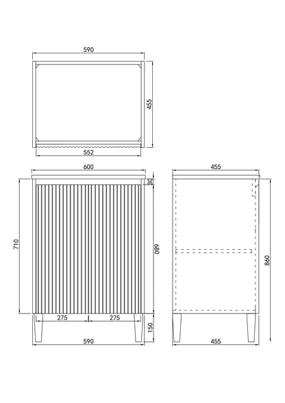 600mm Brighton Floor Vanity PVC Cabinet Only - Matte White