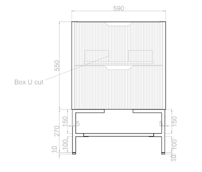 600mm * Matt White   *Fluted style                        * 2 tiers                 2 Drawers                           *Freestanding