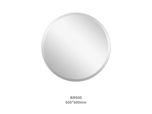 600mm - Plain Bevel Edge Round Framless Mirror
