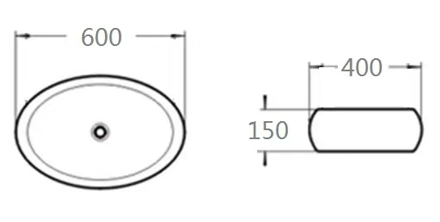 610mmx420mm  Above Counter Basin - Matte Black