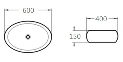 610mmx420mm  Above Counter Basin - Matte Black