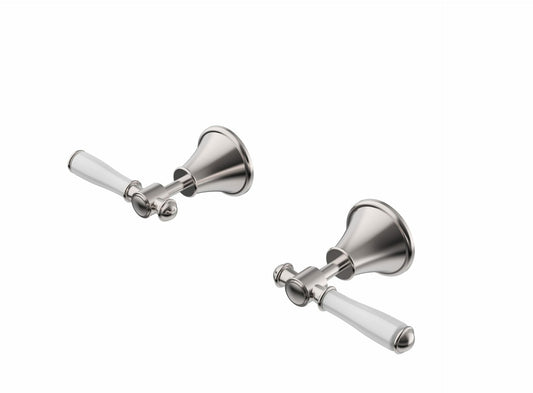 Clasico Wall Top Assemblies Ceramic Hahdle in Brushed Nickel