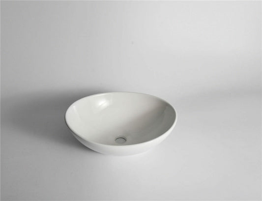 Luna - 410mm Gloss White Oval Above   Counter Basin  -  410x330x145mm