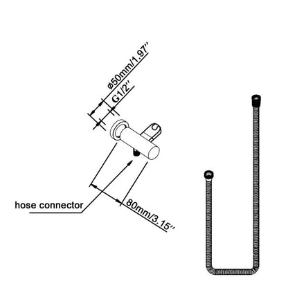 Square Chrome Hand Shower Rail without Handheld Shower(Stainless Steel Hose)