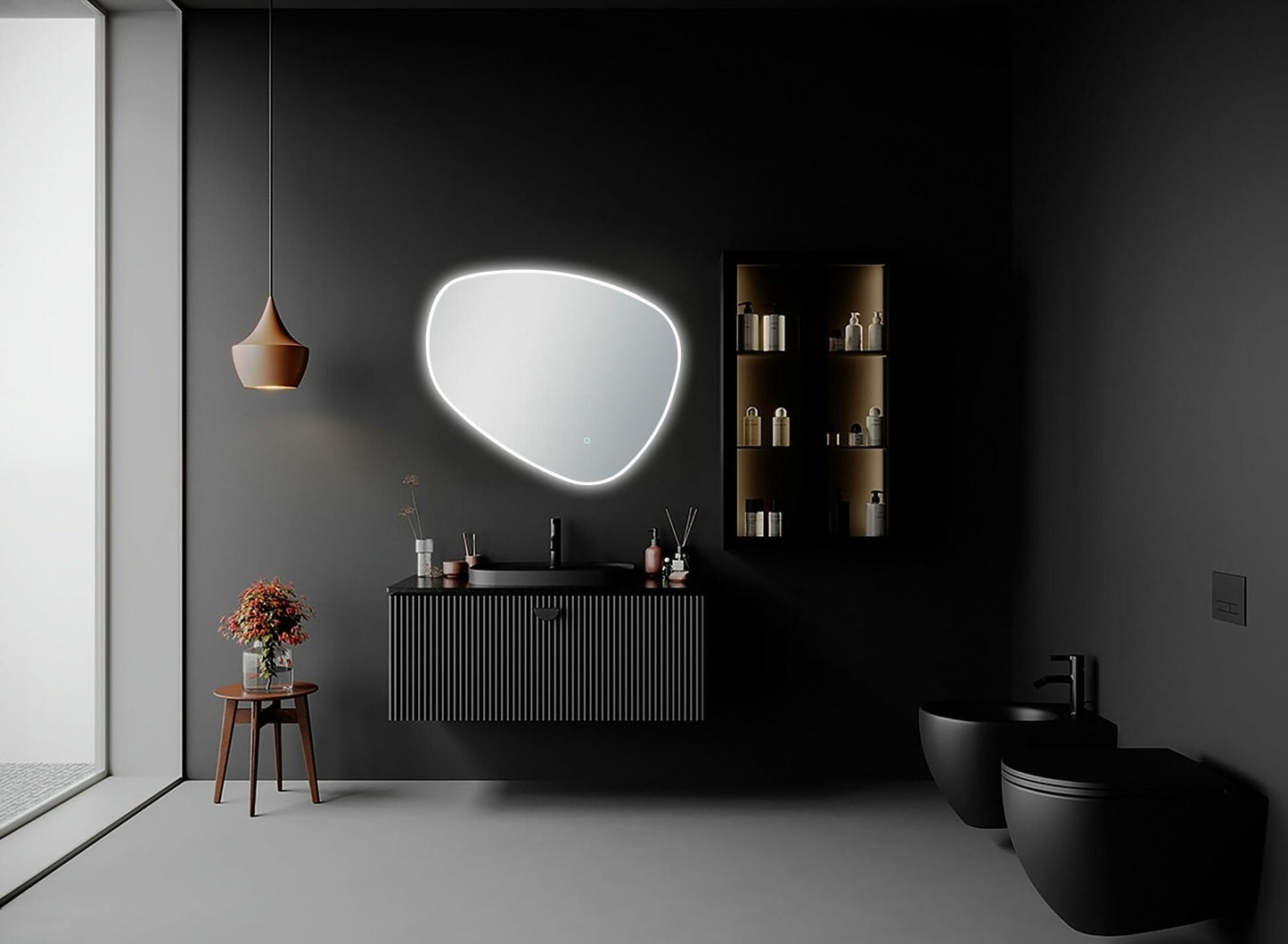 Acrylic Asymmetrical LED Frameless Mirror - 1000x844mm