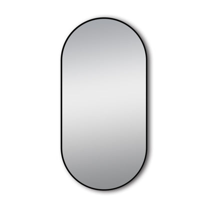 Matte Brushed Black Oval Framed Mirror