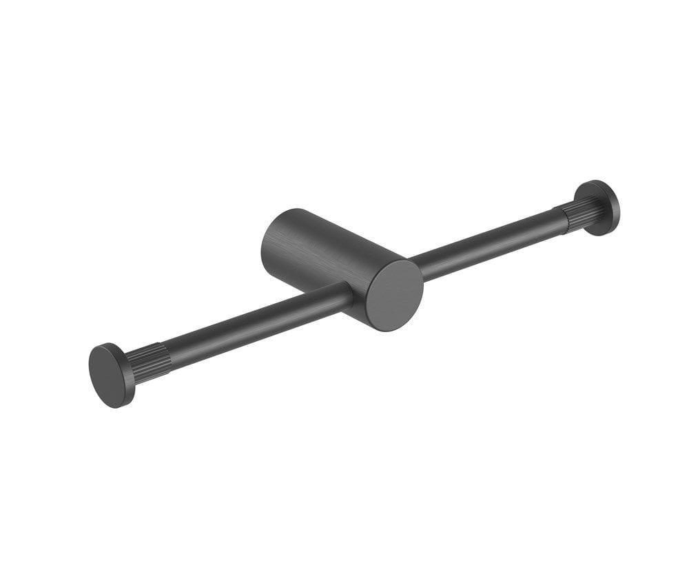 CADDENCE Brushed Gun Metal Grey Double Toilet Paper Holder