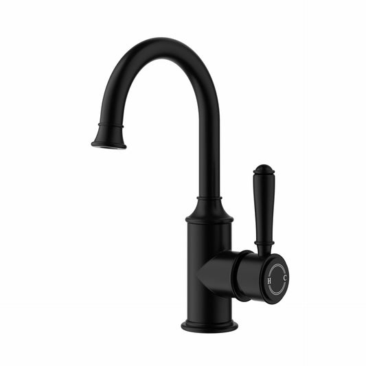 Clasico Gooseneck Basin Mixer in Matt Black