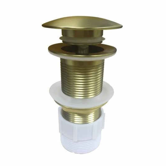 32/40mm Solid Brass Basin Mushroom Pop Up Waste - Brushed Gold - NO Overflow