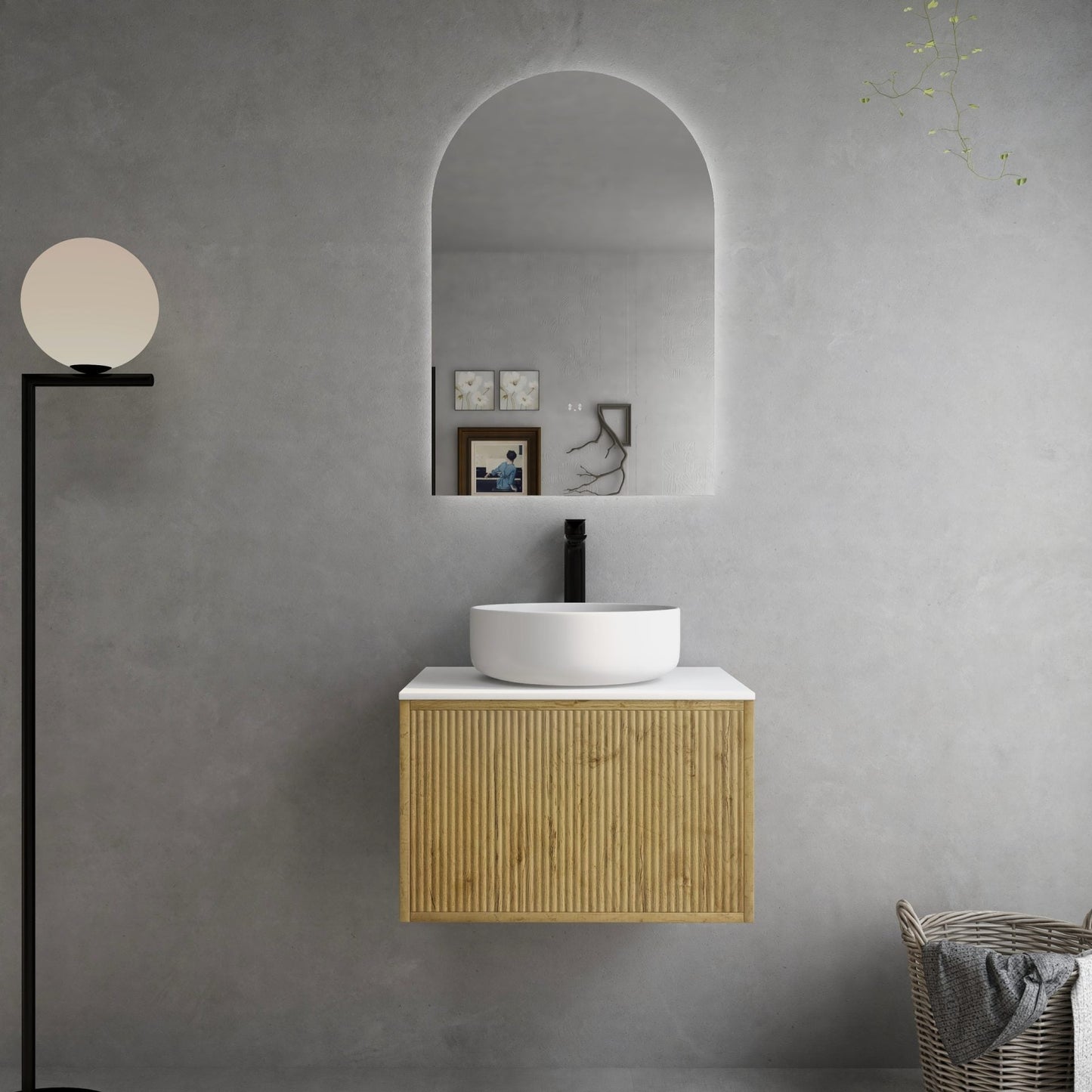 Bellevue Standard Wall Hung Vanity -   Prime Oak - 600mm