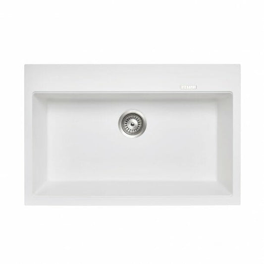 Carysil White Single Bowl Granite Stone  Kitchen Sink Top/Under Mount - 780x510x220mm