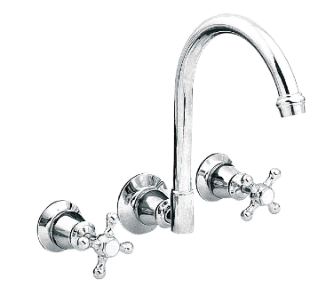 NOOSA Wall Sink Set W/-Gooseneck Spout  - Chrome