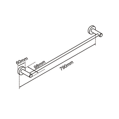 LUCID PIN Series Black Single Towel Rack Rail 800mm