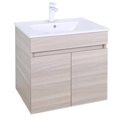 600mm Evie Slim Wall Hung Vanity PVC - Cabinet Only - Oak