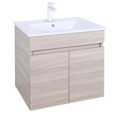 600mm Evie Slim Wall Hung Vanity PVC - Cabinet Only - Oak