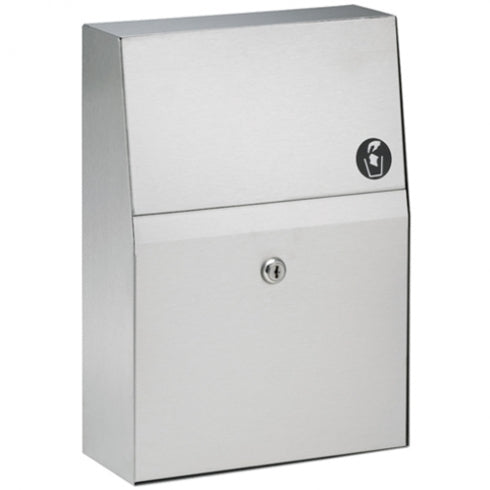 273mmW  Surface Mounted Napkin Disposal Unit - 273mmW x 384mmH x 102mmD - Satin