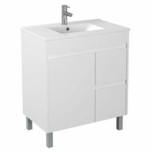White Polyurethane PVC Free Standing Low Width 360mm Vanity Right Hand Drawer 750mm