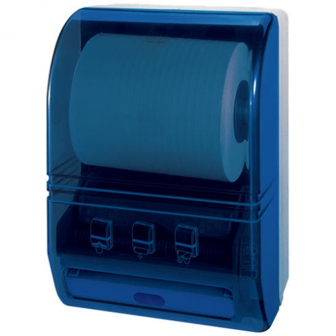 285mm W  Surface Mounted Sensor Operated Roll Towel Dispenser - 285mm W x 390mm H x 228mm D  - Blue