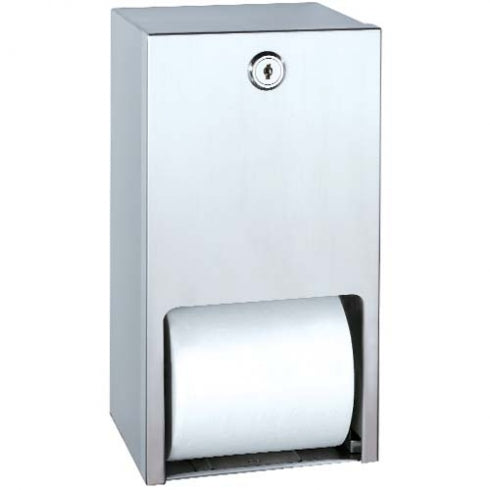 141mmW  Surface Mounted Double Toilet Tissue Dispenser - 141mmW x 264mmH x 135mmD - Satin