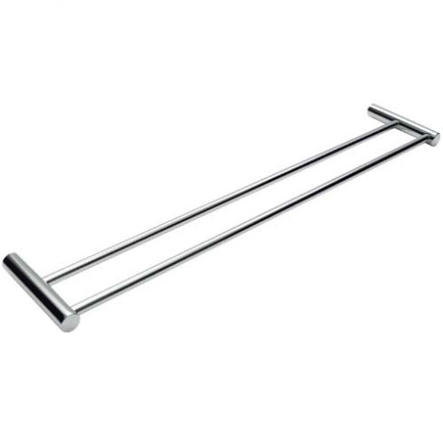 600mm W  Surface Mounted Double Towel Rail - 600mm W x 125mm D - Bright