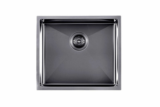 1.2mm Handmade Top/Undermount Single Bowl   Kitchen/Laundry Sink - Gun Metal Grey - 490x440x230mm