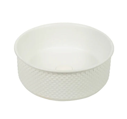 385*385*140mm Polar Subtly Textured Exterior with Matte White Interior Finish Above Counter Basin