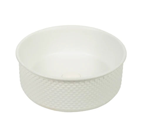 385*385*140mm Polar Subtly Textured Exterior with Matte White Interior Finish Above Counter Basin