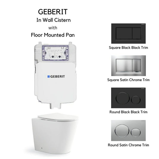 Geberit Sigma 8 Floor Rimless Pan In Wall Cistern Toilet Suite