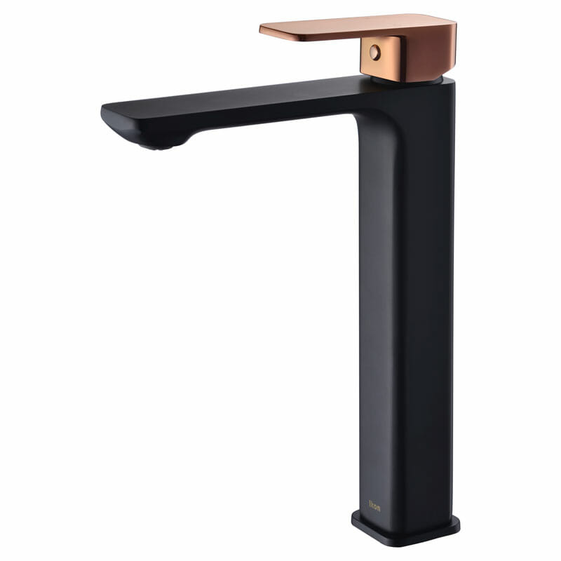 Seto Matte black and rose gold H-rise Basin Mixer
