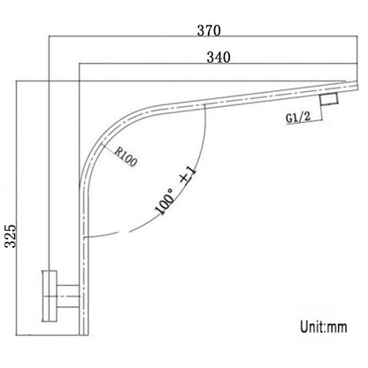 Square Brushed Brass Gooseneck Wall Mounted Shower Arm