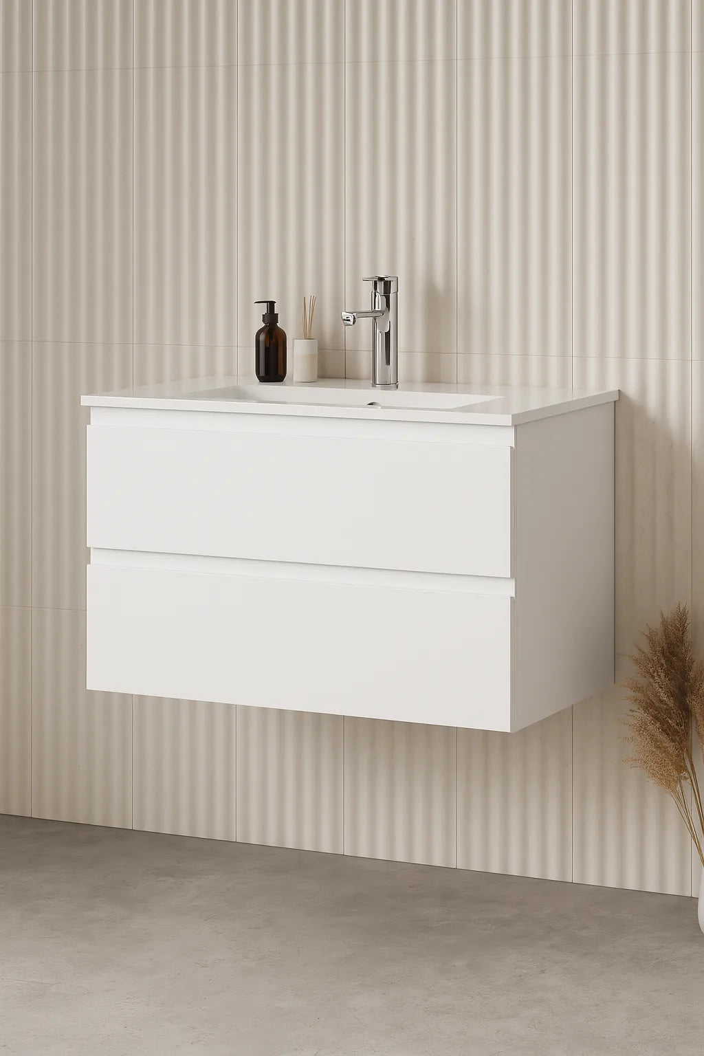 750mm Revive Slim Wall Hung Vanity PVC - Cabinet Only - Matte White