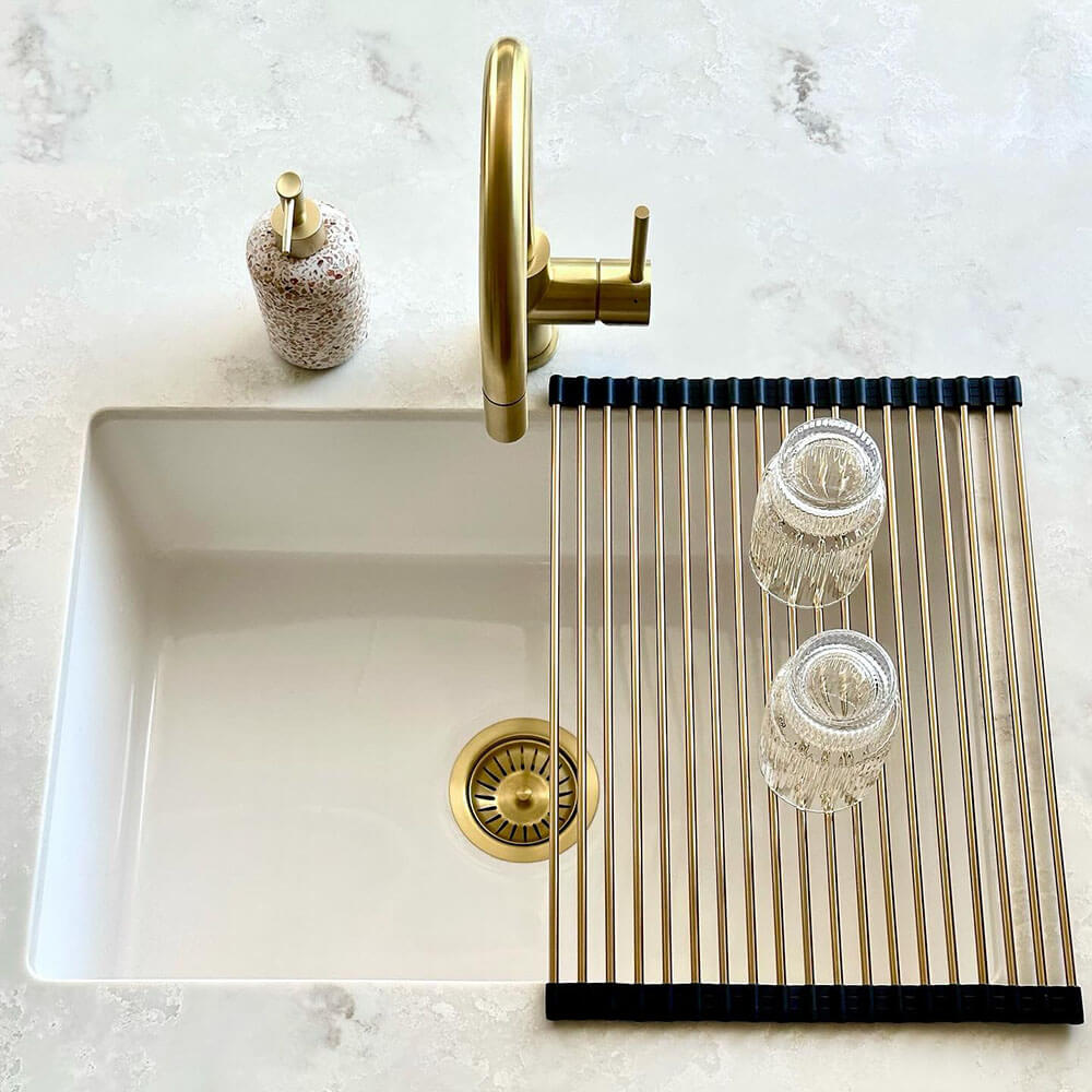 43x32 Sink Roller Mat Drainer â€“ Brushed Brass