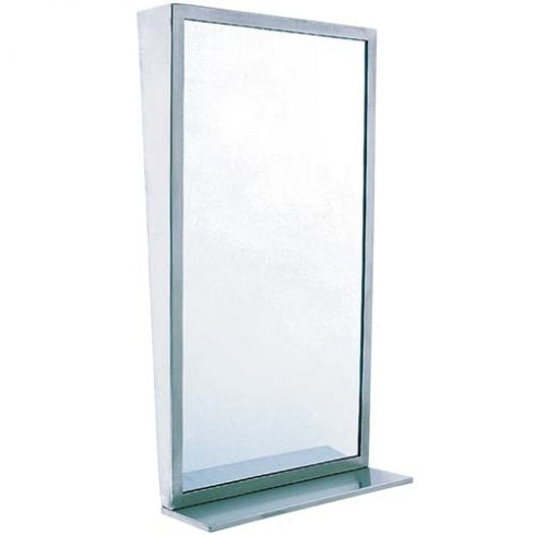 600mm W  Surface Mounted Tilt Mirror with Shelf - 600mm W x 950mm H - Satin