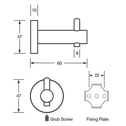 700 Series Robe Hook 60mm (No Bumper) SS