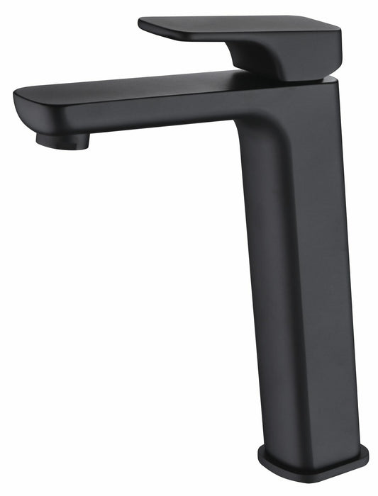 Eden  Round Cornered Rectangle Handle High Rise Basin Mixer - Brushed Nickel