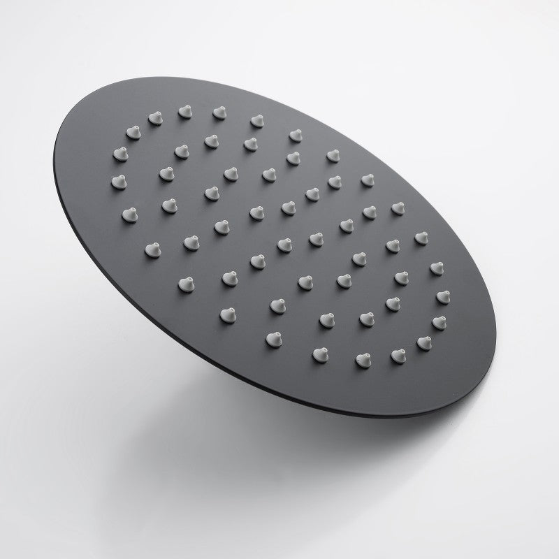 Super-slim Round Black Stainless Steel Shower Head 200mm