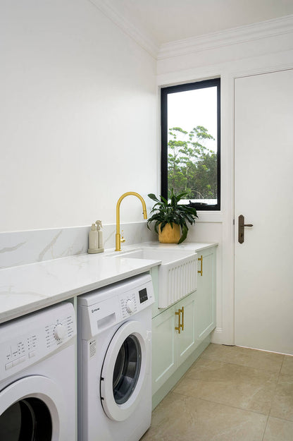Ludlow Pull Out Sink Mixer with Metal Handle - Brushed Brass