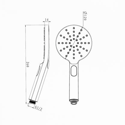 Pavia 250mm Matte Black Twin Shower On Rail Top Inlet Round