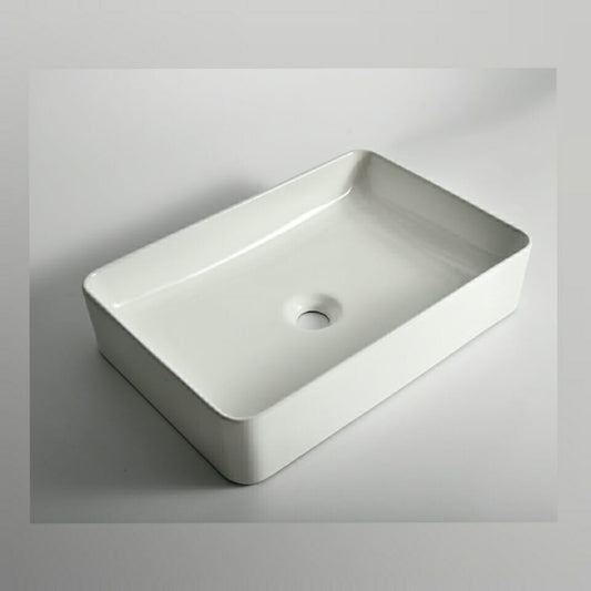 Luna - 500mm Gloss White Rectangular   Above Counter Basin  -  500x335x110mm