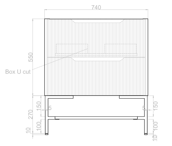 750mm * Matt Black   *Fluted style                        * 2 tiers                 2 Drawers                           *Freestanding